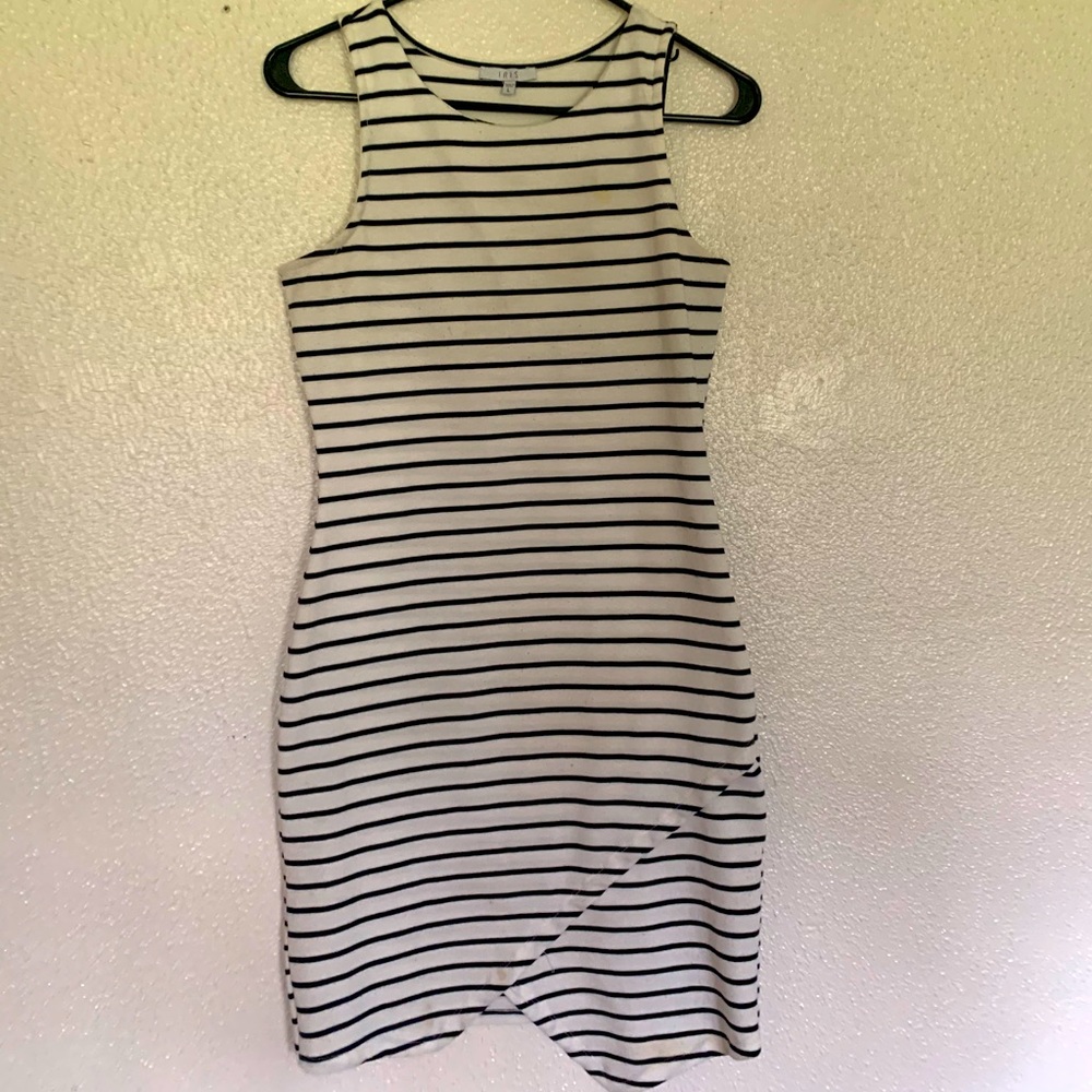 Black and white striped dress